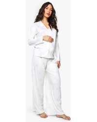Boohoo - Maternity Bear Print Shirt & Trouser Pj Set - Lyst