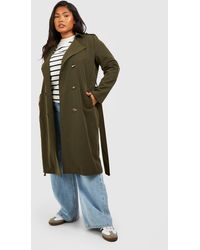 Boohoo - Plus Woven Longline Belted Trench - Lyst