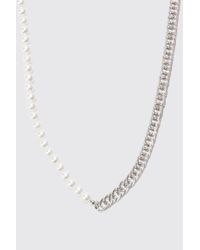 BoohooMAN - Halskette aus Perlen und klobiger Kette - Lyst