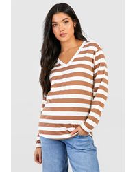 Boohoo - Maternity Collared Striped Long Sleeve T-shirt - Lyst