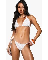 Boohoo - Reversible Ditsy Floral Tie Side Bikini Bottoms - Lyst