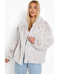 Boohoo Plus Luxe Faux Fur Coat - Grey