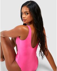 Boohoo - Tummy Control Ruched Scoop Bathing Suit - Lyst