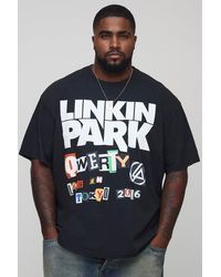 BoohooMAN - Plus Oversized Linkin Park Washed Print T-Shirt - Lyst