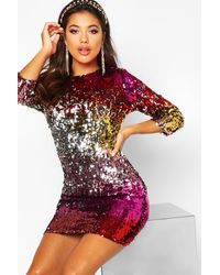 boutique sequin panelled bodycon dress