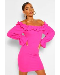 rouche knot front bodycon mini dress