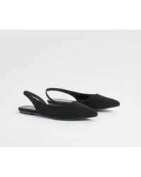 Boohoo - Slingback Faux Suede Pointed Flats - Lyst