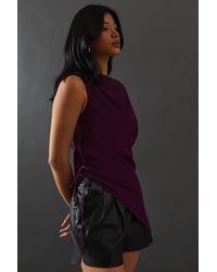 Warehouse - Chiffon Lace Up Detail Slash Neck Top - Lyst