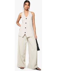 Boohoo - Floaty Pleated Wide Leg Tailored Trouser - Lyst