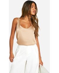 Boohoo - Basic Satin Scoop Neck Cami - Lyst