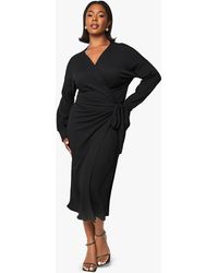Boohoo - Plus Textured Wrap Midaxi Dress - Lyst