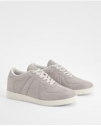 Boohoo - Faux Suede Panel Flat Trainers - Lyst