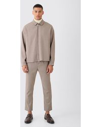 BoohooMAN - Houndstooth Checked Elasticated Waist Tapered Trousers - Lyst