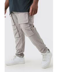 BoohooMAN - Plus Fixed Waist Skinny Multi Cargo Pocket Trouser - Lyst