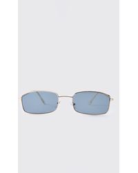 BoohooMAN - Eckige goldene Sonnenbrille - Lyst