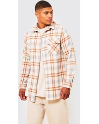 Boohoo Long Sleeve Longline Flannel Check Shirt - Multicolor