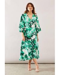 Wallis - Floral Wrap Ruffle Midi Dress - Lyst