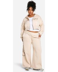 Boohoo - Plus Jadore Leopard Boxy Zip Through And Wide Leg Tracksuit - Lyst