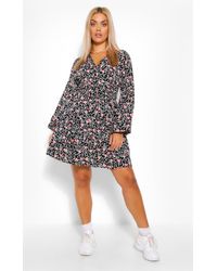ruched waist floral tea dress