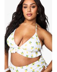 Boohoo - Plus Lemon Print Bikini Top - Lyst