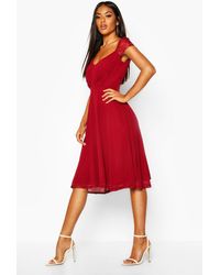 chiffon midi skater dress