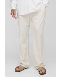 BoohooMAN - Tall Linen Look Elasticated Waist Relaxed Pants - Lyst