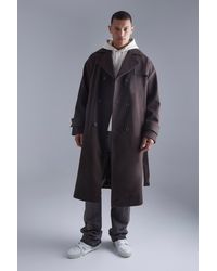 BoohooMAN - Tall Double Breasted Trench Overcoat - Lyst