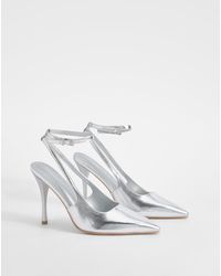 Boohoo - Metallic Cut Out Detail Lace Up Court Shoes - Lyst