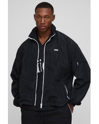 BoohooMAN - Regular Fit Lightweight Nylon Funnel Neck With Hood Windbreaker Jacket - Lyst