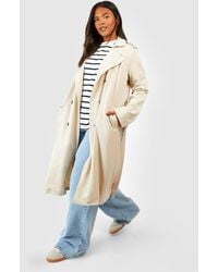 Boohoo - Plus Woven Longline Belted Trench - Lyst