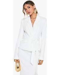Boohoo - Occasion Fitted Tailored Belted Blazer - Lyst