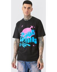 Boohoo - Tall Space Pour Puff Print T-shirt In Black - Lyst