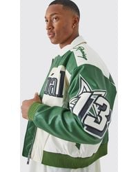 BoohooMAN - Boxy Fit Pu Moto Collared Bomber Jacket - Lyst