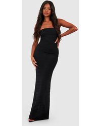 Boohoo - Textured Mesh Bandeau Maxi Dress - Lyst