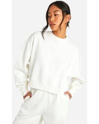 Boohoo - Dsgn Studio Embroidered Boxy Crop Sweatshirt - Lyst