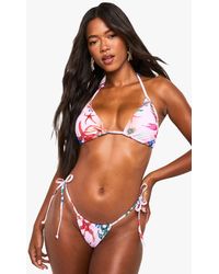 Boohoo - Starfish Print Triangle Bikini Top & Tie Side Bikini Bottoms Set - Lyst