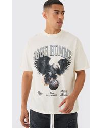 BoohooMAN - Oversized Eagle Varsity T-shirt - Lyst