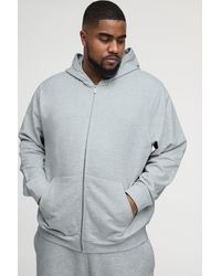 Boohoo - Plus 260Gsm Loopback Regular Fit Basic Zip Through Hoodie - Lyst