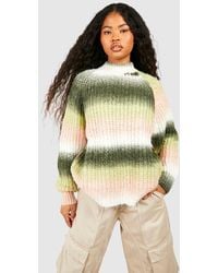 Boohoo - Petite Stripe Yarn High Neck Sweater - Lyst
