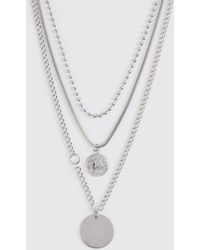 Boohoo Multi Layer Pendant Necklace - White