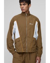 BoohooMAN - Regular Fit Crinkle Nylon Panelled Track Jacket - Lyst