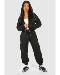 Boohoo - Cropped Bomber Cargo Jogger Tracksuit - Lyst