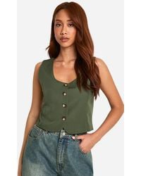 Boohoo - Square Neck Crop Waistcoat - Lyst