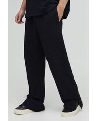 BoohooMAN - Straight Leg Split Hem Textured Jogger - Lyst