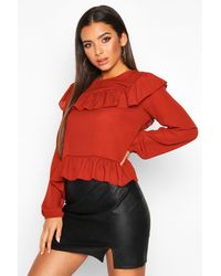 Boohoo Womens Bluse mit Rüschen - Rot