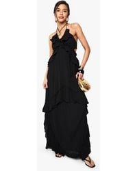 Boohoo - Cheesecloth Ruffle Smock Maxi Dress - Lyst