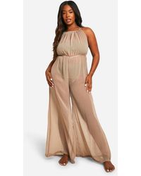 Boohoo - Plus Floaty Beach Jumpsuit - Lyst