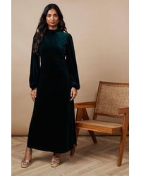 Oasis - Occasion Velvet High Neck Midi Dress - Lyst