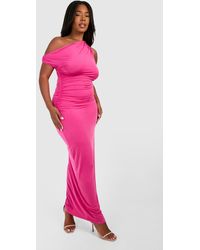 Boohoo - Plus Twisted Ring Detail Off The Shoulder Asymmetric Maxi Dress - Lyst