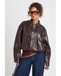 Boohoo - Collar Detail Faux Leather Bomber Jacket - Lyst